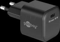 GOOBAY 65331 - USB-Ladeger&auml;t, 45 W, 1x USB-C (PD), GaN, schwarz