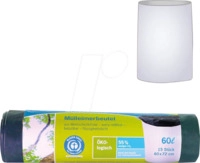 SECOLAN 00780 - Secolan&reg; M&uuml;llbeutel, 60,0 l gr&uuml;n 30,0 &micro;m, 15 St&uuml;ck