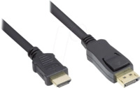 GC DP-HDMI3 - DisplayPort 1.2 Stecker auf HDMI A Stecker, 24K, 3 m, schwarz