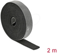 DELOCK 18383 - Klettband auf Rolle, 2 m x 15 mm, schwarz