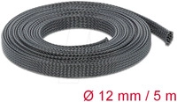 DELOCK 18849 - Geflechtschlauch, dehnbar, 5 m x 12 mm, schwarz