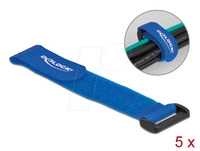DELOCK 19533 - Klett-Kabelbinder mit Schlaufe L 190 x B 25 mm blau 5 St&uuml;ck