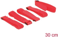 DELOCK 18705 - Klett-Kabelbinder mit Schlaufe, 300 mm, x 20 mm, 5 St&uuml;ck, rot