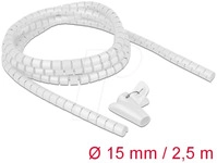 DELOCK 18839 - Spiralschlauch mit Einziehwerkzeug, 2,5 m x 15 mm, wei&szlig;