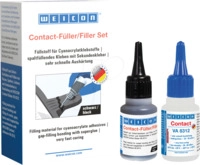 WEICON 12891001 - Cyanacrylat Kleber Set, Contact VA 8312 + F&uuml;ller, 20 g, schwarz
