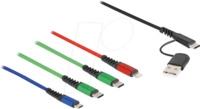 DELOCK 87035 - Ladekabel, USB-A -> Micro B + 2x C + Lightning, 1,2 m