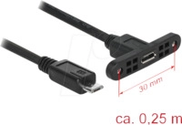 DELOCK 85245 - USB 2.0 kabel, Micro B Buchse auf Micro B Stecker, 0,25 m