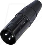 REAN RC3M-BAG - XLR Kabelstecker 3-polig, schwarz verchromtes Geh&auml;use