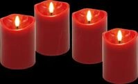 GOOBAY 77749 - LED Echtwachskerze 4er Set, rot, warmwei&szlig; mit Timer 10x7.5 cm