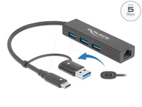 DELOCK 64149 - Dockingstation/PortReplicator, USB 3.2 Gen 1, USB-A/-C