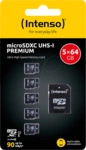 INTENSO 3423595 - microSDXC-Speicherkarte 64GB, UHS-I Premium, 5er Pack