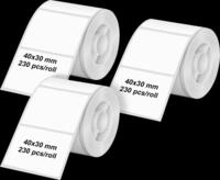 OLYMPIA 6321 - Etikettenrolle, 40 mm x 30 mm, 3er-Pack, wei&szlig;