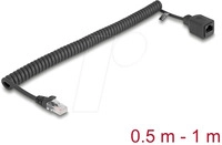 DELOCK 90668 - RJ45 Spiralkabel Stecker zu Buchse Cat.5e 0,5 m bis 1 m schwarz