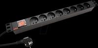 ROLINE 19071618 - 19'' Steckdosenleiste, 8-fach, schwarz, 2 m