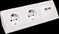 MCP 534-519 - Tischsteckdose, 2-fach, Typ F - CEE 7/3, 2 x USB, wei&szlig;