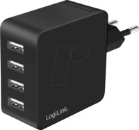 LOGILINK PA0336 - USB-Ladeger&auml;t, 24 W, 5 V, 4x USB-A, schwarz