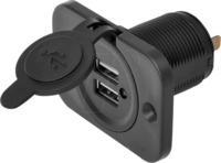 KFZ 019006 - KFZ - USB-Ladebuchse, 12/24V, 5V/2,1A, Einbau, mit Deckel
