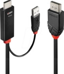LINDY 41498 - DP 1.2 auf HDMI A Stecker, 4K/60Hz, 1,0 m