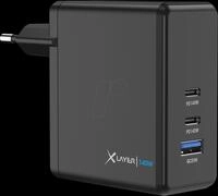 XLAYER 220355 - USB-Ladeger&auml;t, 140 W, 1x USB-A, 2x USB-C, GaN, schwarz