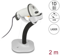 DELOCK 90565 - Barcodescanner, 1D, Laser, USB, mit Halter, grau