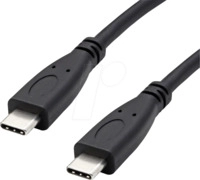 ROLINE 11449056 - USB 10 Gb/s Kabel, C Stecker auf C Stecker, 100W, schwarz, 0,5 m
