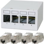 LOGILINK NK4090 - Keystone Patchpanel, 4-Port mit 4x Cat.6a Keystone Modulen