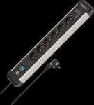 BRE 1391030611 - Premium-Alu-Line Steckdosenleiste, 6-fach, 3 m Kabel, Aluminium