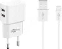 GOOBAY 44979 - USB-Ladeger&auml;t, dual, 5 V, 2,4 A, Lightning, wei&szlig;