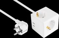 KM SW01-W020 - Steckdosenw&uuml;rfel, 3-fach, 2 m, 1x USB C, 1x USB A, wei&szlig;