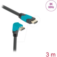 DELOCK 86993 - HDMI Kabel Stecker gerade zu 90&deg; unten gewinkelt 48 GBit/s, 3 m