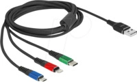 DELOCK 90156 - Ladekabel, USB-A -> micro USB, Lightning & USB-C, bunt, 2 m