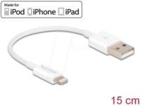 DELOCK 83001 - Ladekabel, USB-A -> Lightning, wei&szlig;, 15 cm
