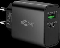 GOOBAY 75335 - USB-Ladeger&auml;t dual, 30 W, 1xUSB-C PD 1x USB-A QC, GaN, schwarz
