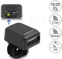 DELOCK 90607 - Barcodescanner, Ring, 1D/2D, 2,4 GHz/Bluetooth