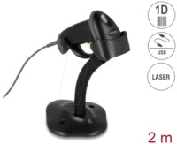DELOCK 90584 - Barcodescanner, 1D, Laser, USB, mit Halter, schwarz