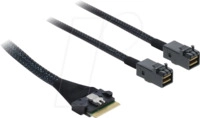 DELOCK 82156 - Slim SAS SFF-8654 8i zu 2 x Mini SAS HD SFF-8643, PCIe 4.0, 0,5