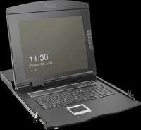 DIGI DS72221-2GE - 19 Zoll KVM Konsole, 19" HD TFT mit Tastatur DE, 8-Port VGA