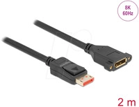 DELOCK 87097 - DisplayPort Verl&auml;ngerungskabel, 8K 60 Hz, Einbau, 2 m