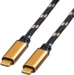 ROLINE 11029038 - USB 40 Gb/s Kabel, C Stecker auf C Stecker, 100W, schwarz/gold,
