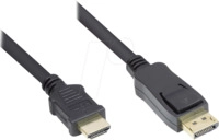 GC DP-HDMI5 - DisplayPort 1.2 Stecker auf HDMI A Stecker, 24K, 5 m, schwarz