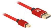 DELOCK 81094 - Mini DP zu DP Kabel, 8K 60 Hz, rot, ohne Einrastfunktion, 1 m