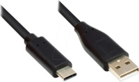 GC M0119 - USB 2.0 Kabel, C-Stecker auf A-Stecker, CU, schwarz, 3 m