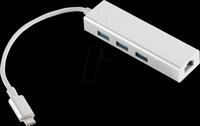 SHVP 14-05025 - USB 3.1 C Stecker auf RJ45 Ethernet + 3x USB Buchse