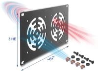 DELOCK 67433 - 10" Rackblende, 3 HE, f&uuml;r 2 L&uuml;fter, dunkelgrau