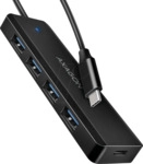 AXG HUE-C1C - USB 3.0, 5-Port Hub, 4xA, PD, USB-C-Kabel