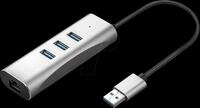 VALUE 12991116 - Netzwerkkarte, USB Typ C, Gigabit Ethernet, 1x RJ45, 3x USB