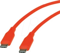 ROLINE 11029124 - USB 2.0 Kabel, C Stecker auf C Stecker, Silikon, 60W, orange, 1