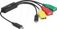 DELOCK 64203 - USB 2.0 4-Port Kabel-Hub, 3x A-Buchse, 1x C-Stecker, 30 cm