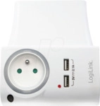 LOGILINK PA0166 - Steckdosenadapter mit Ladeschale, 2x USB-A, Nachtlicht