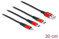 DELOCK 86708 - Ladekabel, 3in1, A zu Lightning, 2x C, 0,3 m